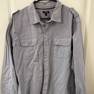 Apt. 9 Light Gray Collared Shirt with buttons on shoulders